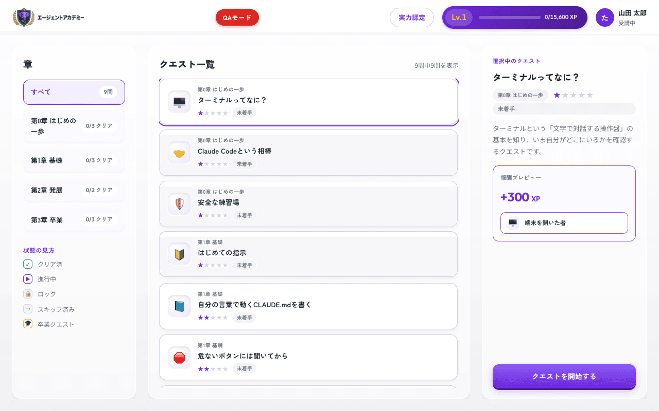 クエストボード画面